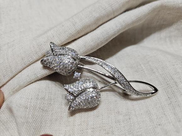 Broche Banhado a Prata com Zircônias