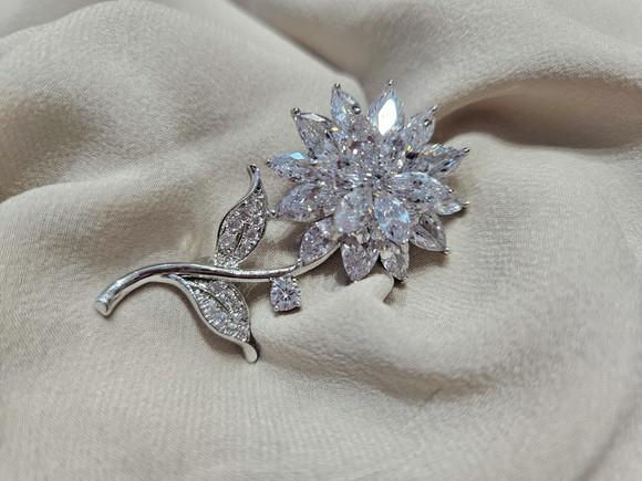 Broche Banhado Cravejado de Zircônias Facetadas