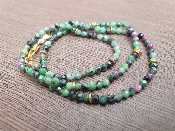 Choker de Pedras Naturais Rubi Zoisite