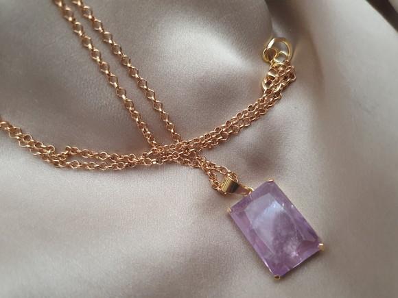 Colar Banhado Com Cristal Lavanda