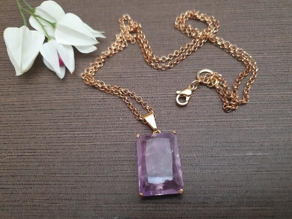 Colar Banhado Com Cristal Lavanda