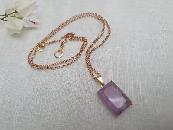 Colar Banhado Com Cristal Lavanda