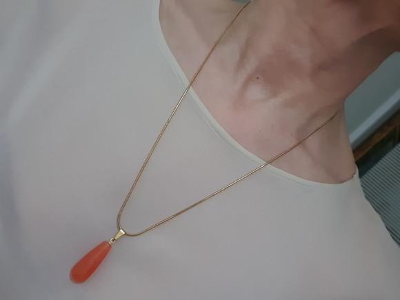 Colar Banhado com Pedra Natural Ágata Laranja