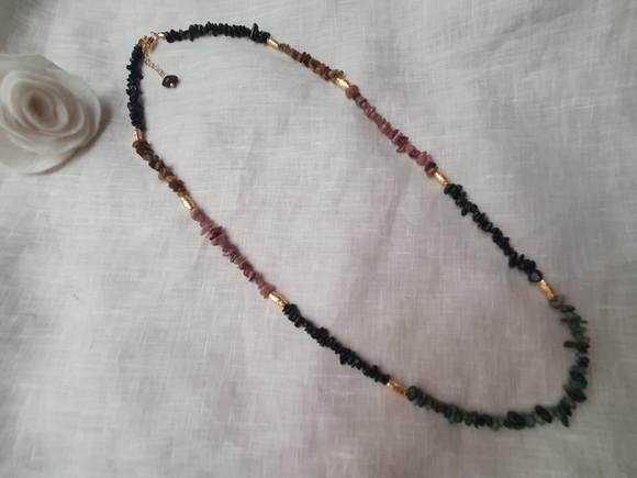 Colar Banhado com Pedras Naturais Turmalina