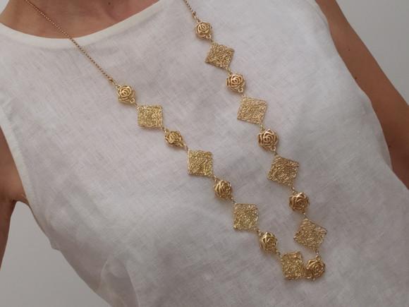 Colar Banhado Dourado com Filigranas