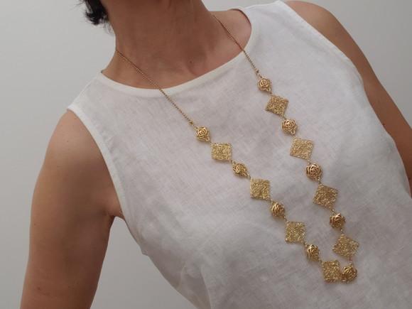 Colar Banhado Dourado com Filigranas