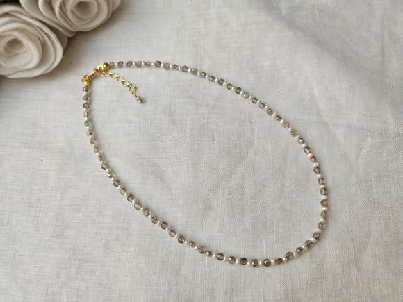 Colar Chocker Semijoia de Mini Cristais Light Fumê Cinza