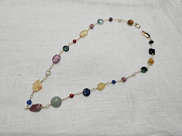 Colar Choker Banhado com Pedras Naturais