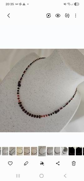 Colar Choker com Pedras Granada e Cristais Rubi