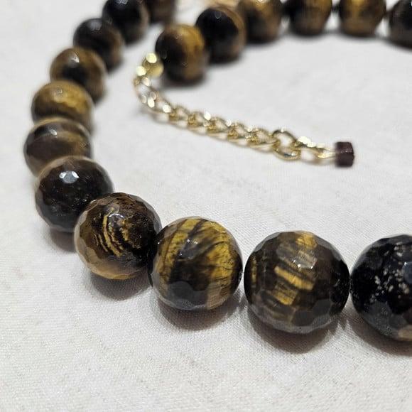 Colar Choker de Pedras Naturais Olho de Tigre