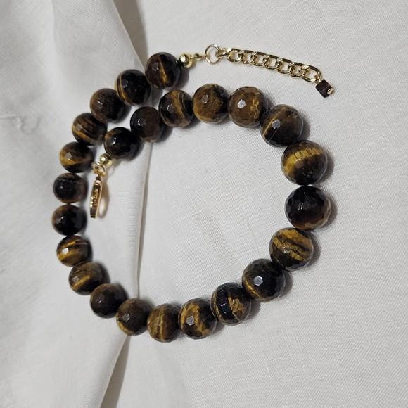 Colar Choker de Pedras Naturais Olho de Tigre