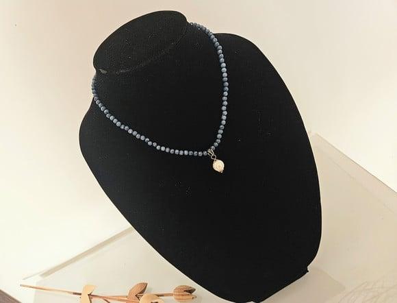 Colar com Pedras Jade Safira e Pérola Natural