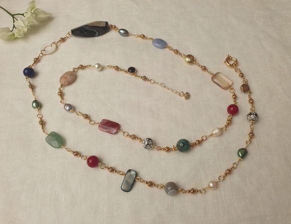 Colar com Pedras Naturais Coloridas