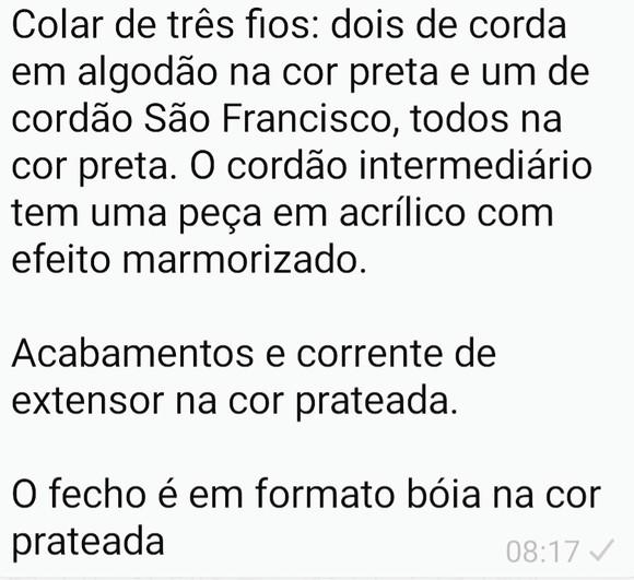 Colar de Corda Preta e Entremeio Acrílico