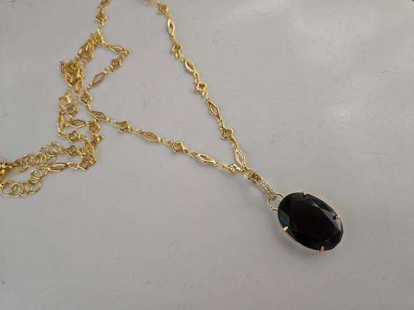 Colar de Corrente com Pingente Ametista e Mini Zircônias