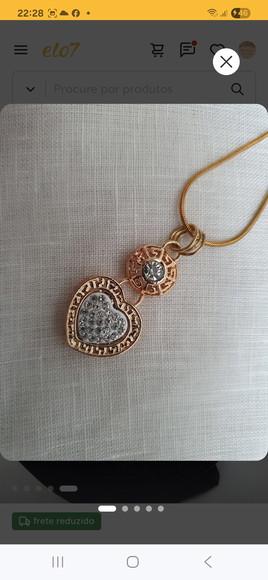 Colar de Corrente com Pingente Coração com Mini Cristais