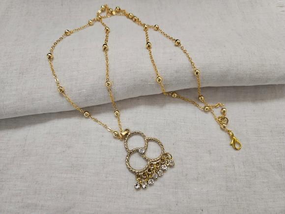 Colar de Corrente com Pingente e Mini Cristais