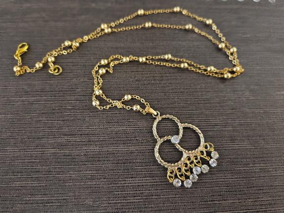 Colar de Corrente com Pingente e Mini Cristais
