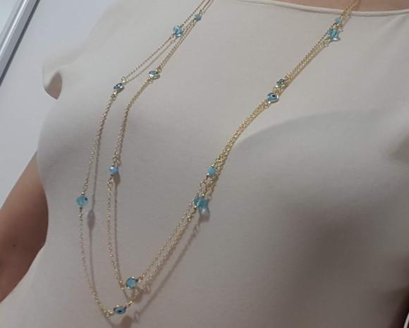 Colar de Cristais e Olho Grego