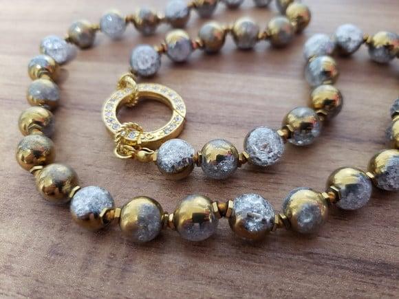 Colar de Cristal Fusion Ice e Dourado
