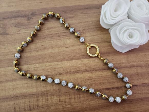 Colar de Cristal Fusion Ice e Dourado