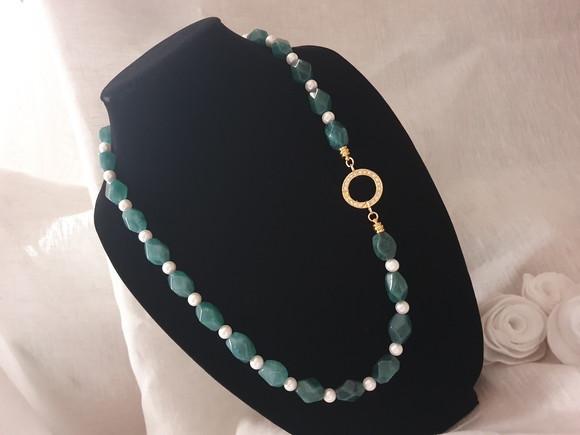 Colar de Jade Verde Colonial Chanfrado