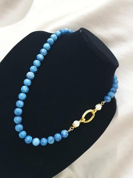 Colar de Pedra Coral Azul Turquesa