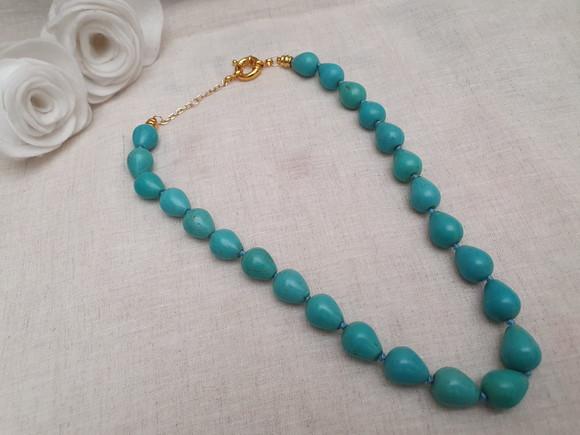 Colar De Pedra Howlita Azul Turquesa