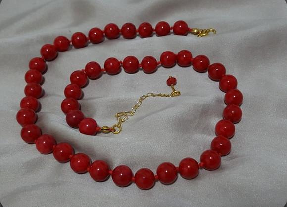 Colar de Pedra Natural Coral de 7.0mm