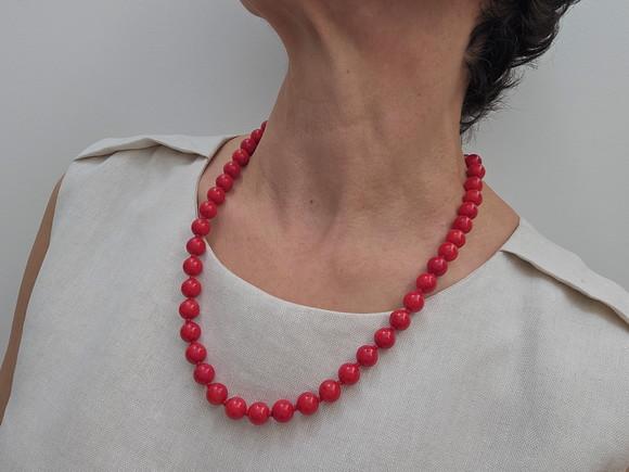 Colar de Pedra Natural Coral de 7.0mm
