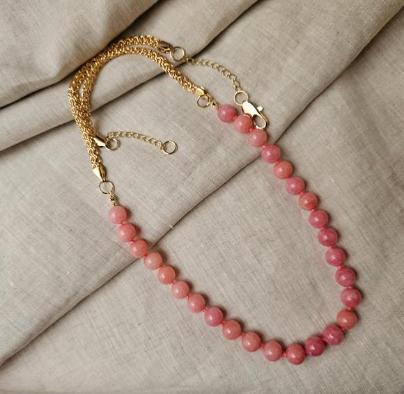 Colar de Pedra Natural Morganite e Corrente Banhada