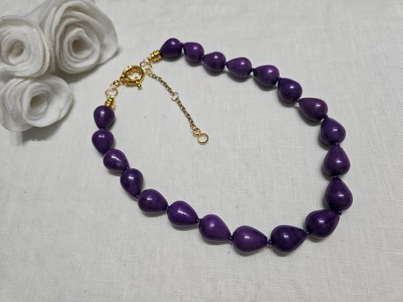 Colar de Pedras Naturais Howlita Roxo