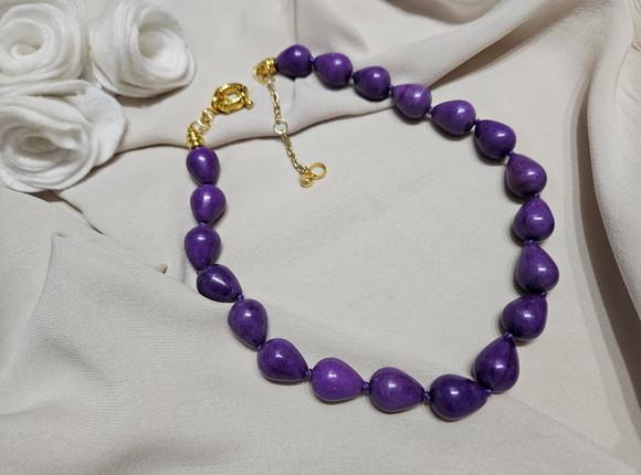 Colar de Pedras Naturais Howlita Roxo