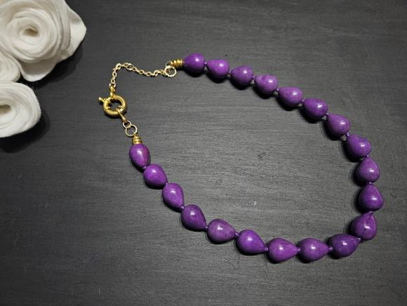 Colar de Pedras Naturais Howlita Roxo