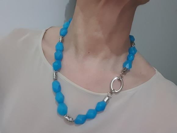 Colar de Pedras Naturais Jade Celeste