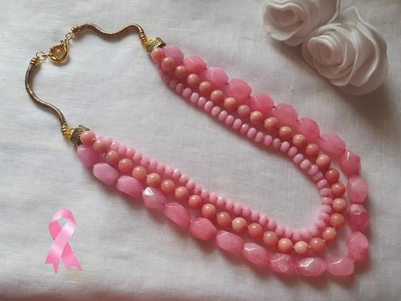 Colar de Pedras Naturais Jade e Morganite