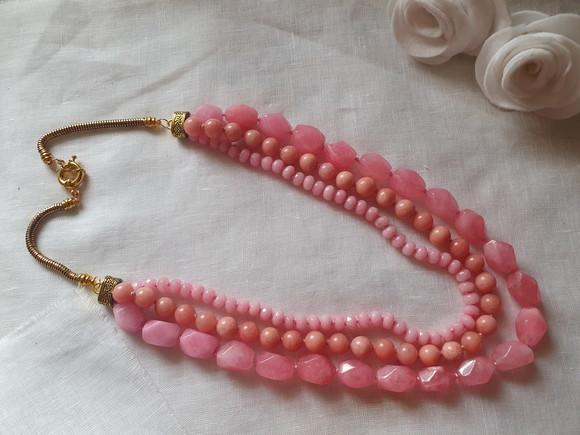 Colar de Pedras Naturais Jade e Morganite