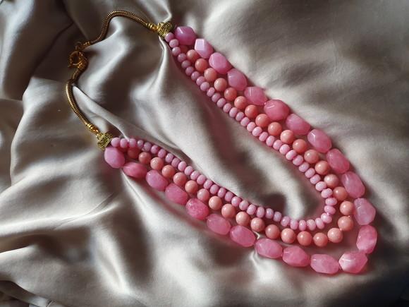 Colar de Pedras Naturais Jade e Morganite