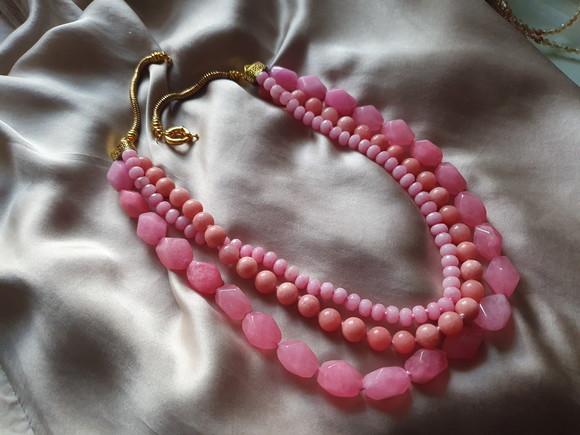 Colar de Pedras Naturais Jade e Morganite