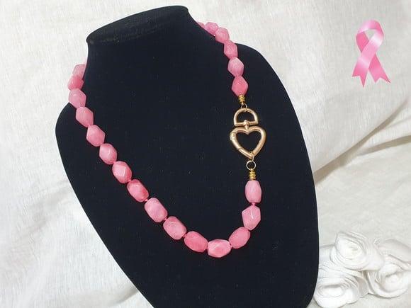 Colar De Pedras Naturais Jade Pink