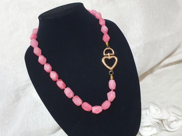 Colar De Pedras Naturais Jade Pink