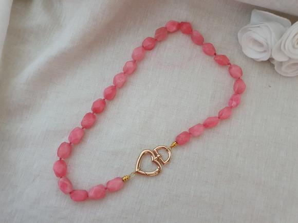 Colar De Pedras Naturais Jade Pink