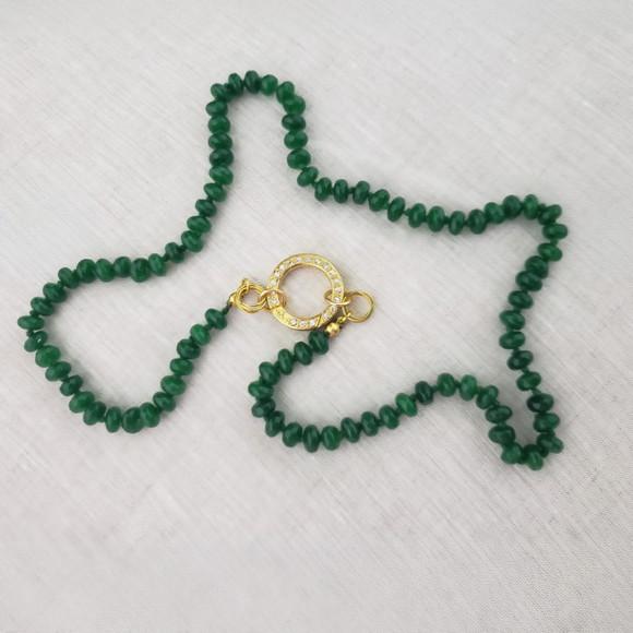 Colar de Pedras Naturais Jade Verde - Semijoia