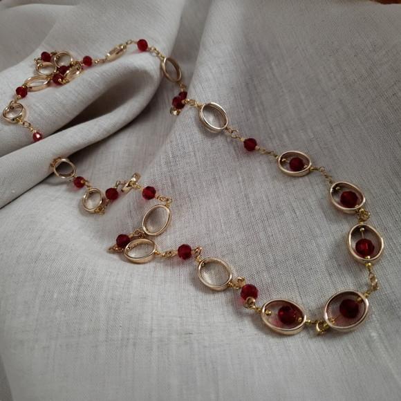 Colar Dourado Banhado com Cristais Rubi