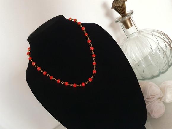 Colar Dourado com Cristais Laranja