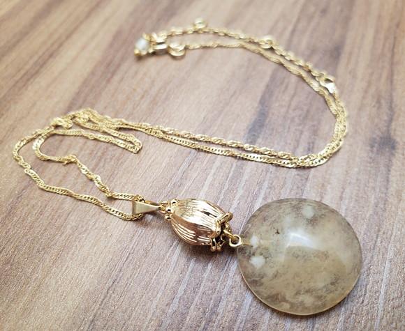 Colar Dourado com Cristal Rutilado