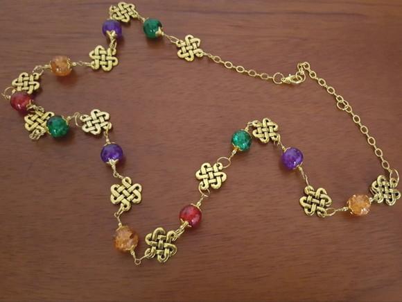 Colar Dourado De Cristais Fusion Coloridos