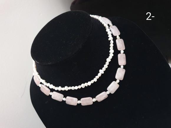 Colar Quatro em Um de Pérolas Naturais e Quartzo Rosa