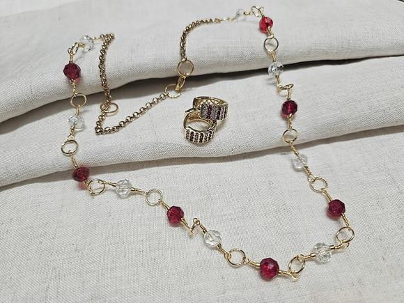 Conjunto de Colar e Brinco de Cristais