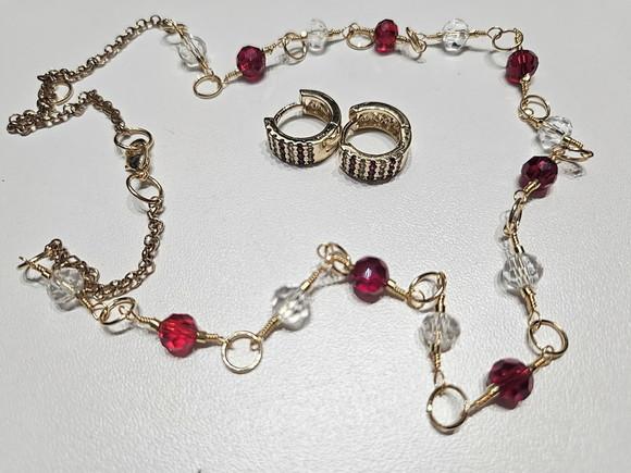 Conjunto de Colar e Brinco de Cristais